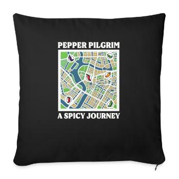 Hot Sauce Aficionado Pepper Pilgrim: A Spicy Journ - Sofa pillowcase 17,3'' x 17,3'' (45 x 45 cm) - black - Front