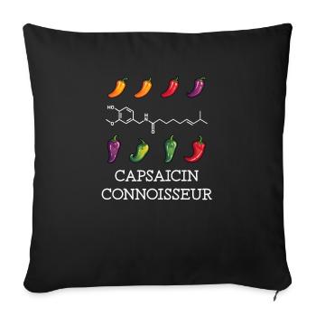 Hot Sauce Aficionado Capsaicin Connoisseur - Sofa pillowcase 17,3'' x 17,3'' (45 x 45 cm) - black - Front