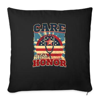 Soins infirmiers VA avec honneur - Housse de coussin décorative 45 x 45 cm - noir - Devant