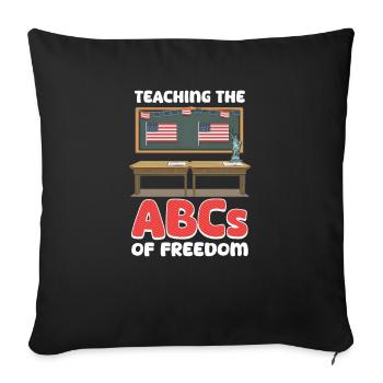 Un enseignant patriotique enseignant l’ABC de la liberté - Housse de coussin décorative 45 x 45 cm - noir - Devant