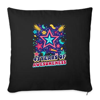 43e anniversaire 43 ans de génialité - Housse de coussin décorative 45 x 45 cm - noir - Devant