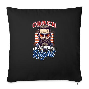 4 juillet L’entraîneur de football a toujours raison - Housse de coussin décorative 45 x 45 cm - noir - Devant
