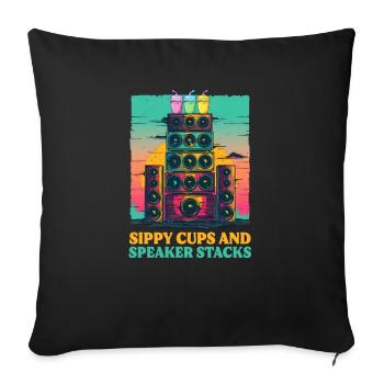 EDM Rave Mom Sippy Cups and Speaker Stacks - Sofa pillowcase 17,3'' x 17,3'' (45 x 45 cm) - black - Front