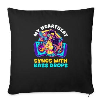 EDM Rave Mom My Heartbeat synchronisiert sich mit Bass Drops - Sofakissenbezug 45 x 45 cm - Schwarz - Vorne