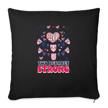 20 Jahre Jubiläum Zwei Jahrzehnte stark - Sofakissenbezug 45 x 45 cm - Schwarz - Vorne