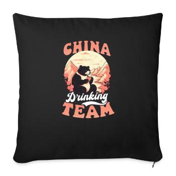 Chinesisches China-Trinkteam - Sofakissenbezug 45 x 45 cm - Schwarz - Vorne