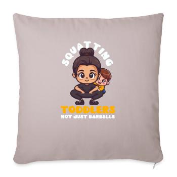 Bodybuilding Maman accroupie bambins pas d’haltères - Housse de coussin décorative 45 x 45 cm - taupe clair - Devant