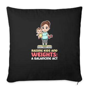 Bodybuilding Mom Raising Kids and Weights - Sofa pillowcase 17,3'' x 17,3'' (45 x 45 cm) - black - Front