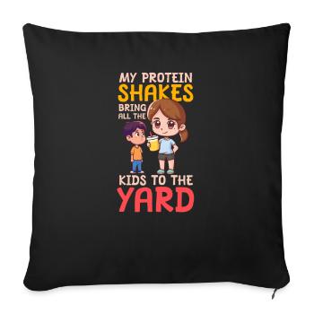 Les shakes protéinés de musculation pour maman amènent les enfants dans la cour - Housse de coussin décorative 45 x 45 cm - noir - Devant
