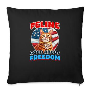 4th Of July Cat Feline Good About Freedom - Sofa pillowcase 17,3'' x 17,3'' (45 x 45 cm) - black - Front