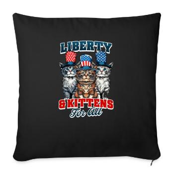 4th Of July Cat Liberty & Kittens for All - Sofa pillowcase 17,3'' x 17,3'' (45 x 45 cm) - black - Front