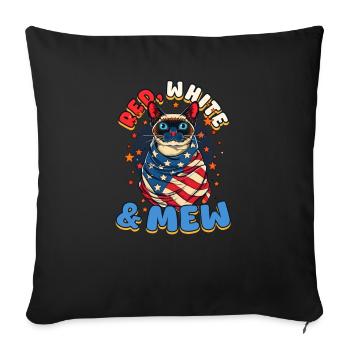4 juillet Chat rouge, blanc - Housse de coussin décorative 45 x 45 cm - noir - Devant