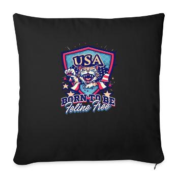 4th Of July Cat Born to be Feline Free - Sofa pillowcase 17,3'' x 17,3'' (45 x 45 cm) - black - Front
