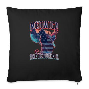 4th Of July Cat Meowica the Beautiful - Sofa pillowcase 17,3'' x 17,3'' (45 x 45 cm) - black - Front
