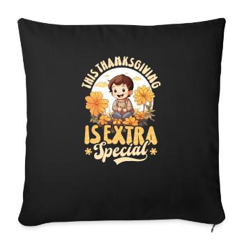 Pregnancy Announcement Thanksgiving Is Special - Sofa pillowcase 17,3'' x 17,3'' (45 x 45 cm) - black - Front