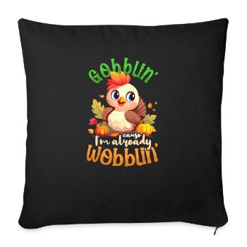 Gobblin d’annonce de grossesse déjà wobblin - Housse de coussin décorative 45 x 45 cm - noir - Devant