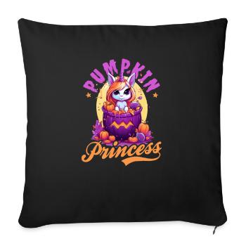 Halloween Licorne Citrouille Princesse - Housse de coussin décorative 45 x 45 cm - noir - Devant