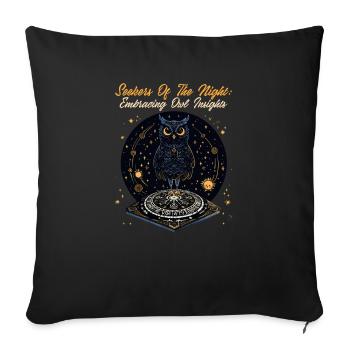 Hibou spirituel Chercheurs de la Nuit - Housse de coussin décorative 45 x 45 cm - noir - Devant