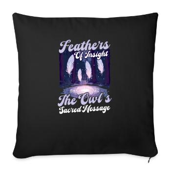 Le message sacré de la chouette spirituelle - Housse de coussin décorative 45 x 45 cm - noir - Devant