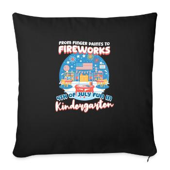 Enseignante de maternelle : De la peinture au doigt au feu - Housse de coussin décorative 45 x 45 cm - noir - Devant