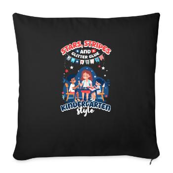 Enseignant de maternelle étoiles rayures paillettes colle - Housse de coussin décorative 45 x 45 cm - noir - Devant