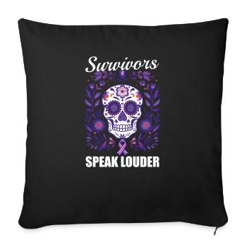 Domestic Violence Survivors Speak Louder - Sofa pillowcase 17,3'' x 17,3'' (45 x 45 cm) - black - Front