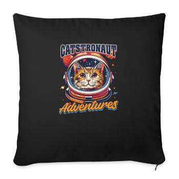 Aventures de Catstronaut Astronaute Chat - Housse de coussin décorative 45 x 45 cm - noir - Devant