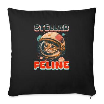 Chat astronaute Félin stellaire - Housse de coussin décorative 45 x 45 cm - noir - Devant