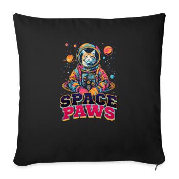 Chat astronaute pattes de l’espace - Housse de coussin décorative 45 x 45 cm - noir - Devant