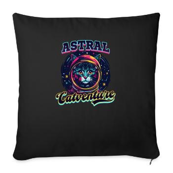 Chat Astronaute Astral Catventure - Housse de coussin décorative 45 x 45 cm - noir - Devant