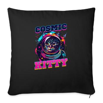 Chat astronaute Cosmic Kitty - Housse de coussin décorative 45 x 45 cm - noir - Devant