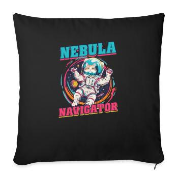 Cat Astronaut Nebula Navigator - Sofa pillowcase 17,3'' x 17,3'' (45 x 45 cm) - black - Front