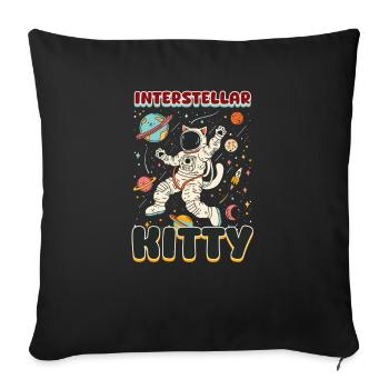 Chat astronaute Interstellar Kitty - Housse de coussin décorative 45 x 45 cm - noir - Devant