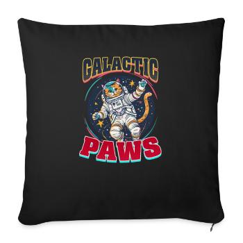 Chat astronaute Pattes Galactiques - Housse de coussin décorative 45 x 45 cm - noir - Devant