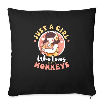 Monkey Lover Girl Loves Monkeys - Sofa pillowcase 17,3'' x 17,3'' (45 x 45 cm) - black - Front