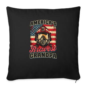 Firefighter Grandpa Americas Bravest Grandpa - Sofa pillowcase 17,3'' x 17,3'' (45 x 45 cm) - black - Front