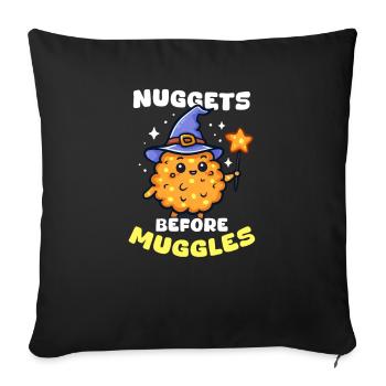 Chicken Nugget Nuggets vor Muggeln - Sofakissenbezug 45 x 45 cm - Schwarz - Vorne