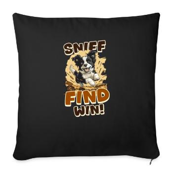 Barn Hunt Sniff, Find, Win! - Sofa pillowcase 17,3'' x 17,3'' (45 x 45 cm) - black - Front