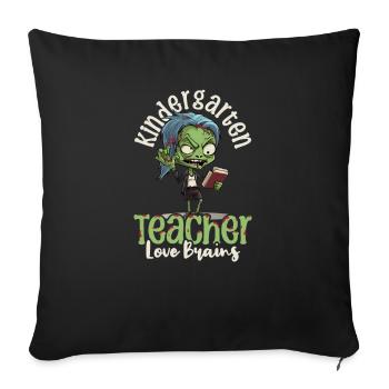 Kindergarten Teacher Loves Brains - Sofa pillowcase 17,3'' x 17,3'' (45 x 45 cm) - black - Front