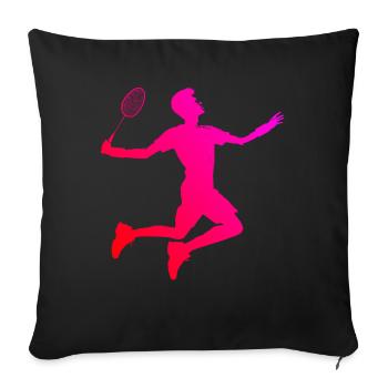 Joueur de squash Badminton Badminton - Housse de coussin décorative 45 x 45 cm - noir - Devant