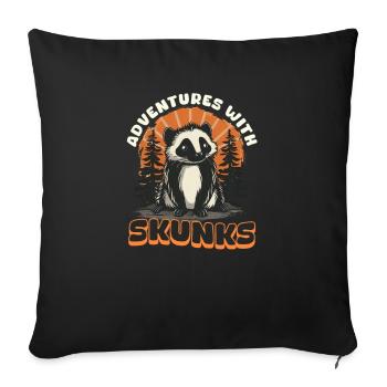 Skunk Adventures with Skunks - Sofa pillowcase 17,3'' x 17,3'' (45 x 45 cm) - black - Front