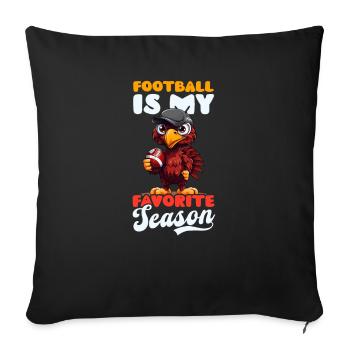 Thanksgiving Football Saison préférée de football - Housse de coussin décorative 45 x 45 cm - noir - Devant