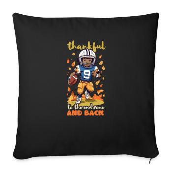 Thanksgiving Football Dankbar für Endzone Zurück - Sofakissenbezug 45 x 45 cm - Schwarz - Vorne