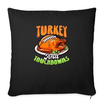 Thanksgiving Football Turkey Touchdowns - Housse de coussin décorative 45 x 45 cm - noir - Devant