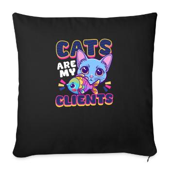 Cat Sitter Cats Are My Clients - Sofa pillowcase 17,3'' x 17,3'' (45 x 45 cm) - black - Front