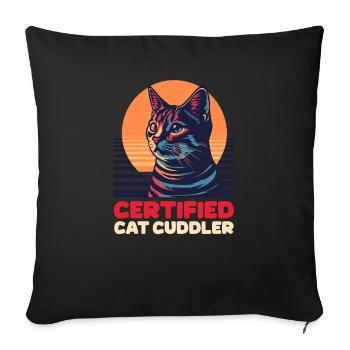 Cat Sitter Certified Cat Cuddler - Sofa pillowcase 17,3'' x 17,3'' (45 x 45 cm) - black - Front