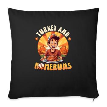 Thanksgiving Baseball Dinde Et Homeruns - Housse de coussin décorative 45 x 45 cm - noir - Devant
