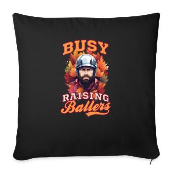 Thanksgiving Baseball ist damit beschäftigt, Baller zu züchten - Sofakissenbezug 45 x 45 cm - Schwarz - Vorne