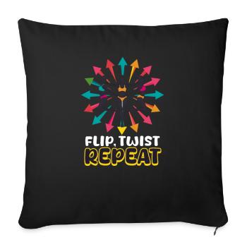Gymnastics Flip, Twist, Repeat - Sofa pillowcase 17,3'' x 17,3'' (45 x 45 cm) - black - Front