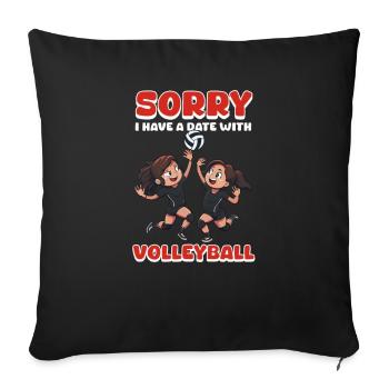 Volley-ball drôle J’ai un rendez-vous avec le volley-ball - Housse de coussin décorative 45 x 45 cm - noir - Devant